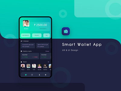 Smart Wallet App UX & UI Design creative creative app design finance app gradient color mobile app design navigation ux ui wallet app