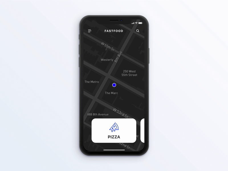 Fast Food Locator android animation app gif ios iphone iphonex iphonexs mobile motion ui ux