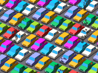 cars 3d c4d colors isometric lowly