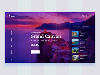 Travel animated animation blue booking colors gif inspiration interaction landing page layout minimal motion travel agency typography ux web web animation website