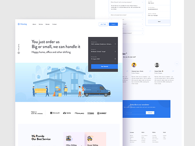 Moving - House & Office Shifting application challenge color compose figma furniture homepage illustration landing page minimal move schedule task team typography ui ux web design