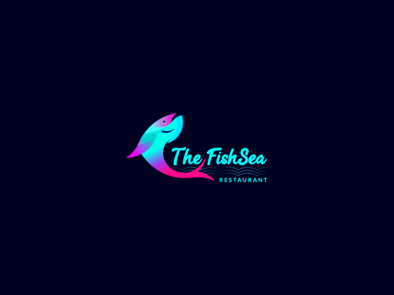 Fish Restaurant Logo Animation animated animation branding color design dribbble fish fish logo fish logo animation food gif identity jump logo motion restuarant sea ui ux water