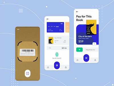 Scan and Pay interaction animation animation animation gif app application art blue book dezakir ecommerce iphone loader pay payment scan scanner scanning typogaphy ux