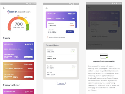 Credit Report Screen with Liabilities adobe xd banking dashboard gradient typogaphy user experience user interface design wireframing