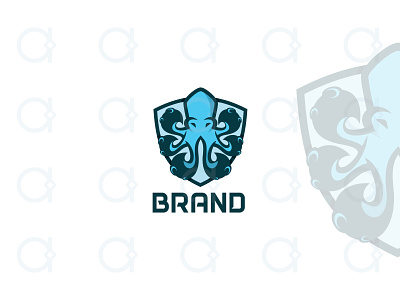 Octopus Logo animal brand identity branding design guard guardian logo marine mascot modern octo octopus protect sea security shield tentacles youthful