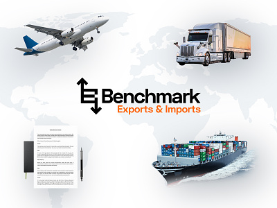 Benchmark Exports & Imports abishekshivan art branding designer icon illustration logo minimal typography vector
