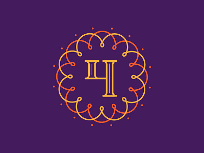 4 4 decorative four logo orange purple typographic vector