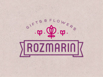 Rozmarin flower gift logo magenta rozmarine typographic