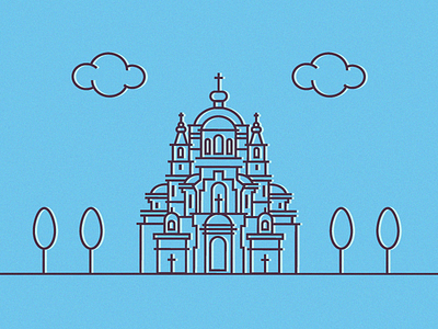 church blue church cloud minimalism vector