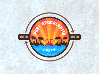 Post apocalyptic party 2013 doomsday island logo party