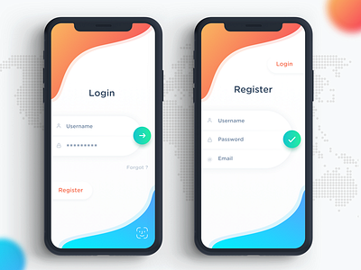 Minimal Login & Register Screen dribbble gradients ios iphonex latest login minimal mobile design recent designs register ui ux