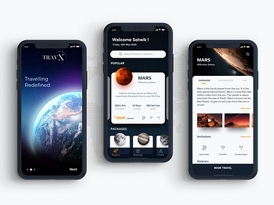 Space Travel App Concept concept dark design ios mars sci fi space spaced travel ui design ux