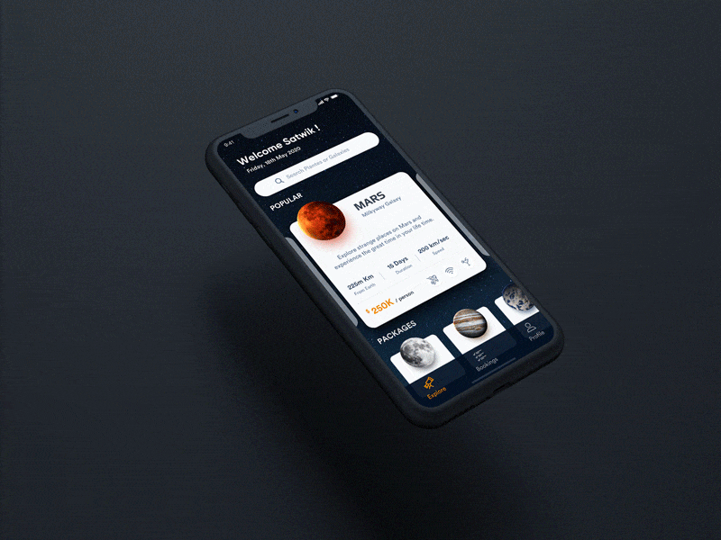 Space Travel App Animated - Part 1 black design interaction ios new travel trends ui ux