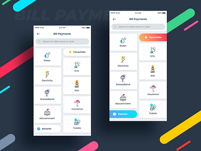 Bill Payments Mobile Design android app bill payments ux colors design ios mobile ui