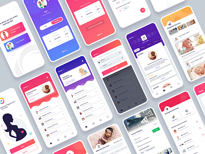 Healthcare App - Maternity and Baby care colorful gradients healthcare iphonex mobile ui ux