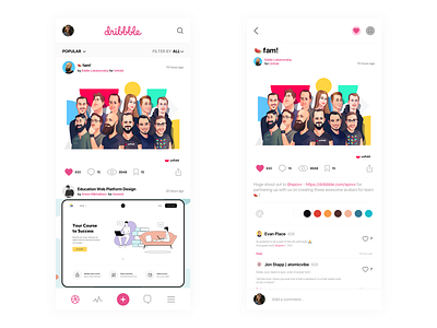 Dribbble App - UI Design