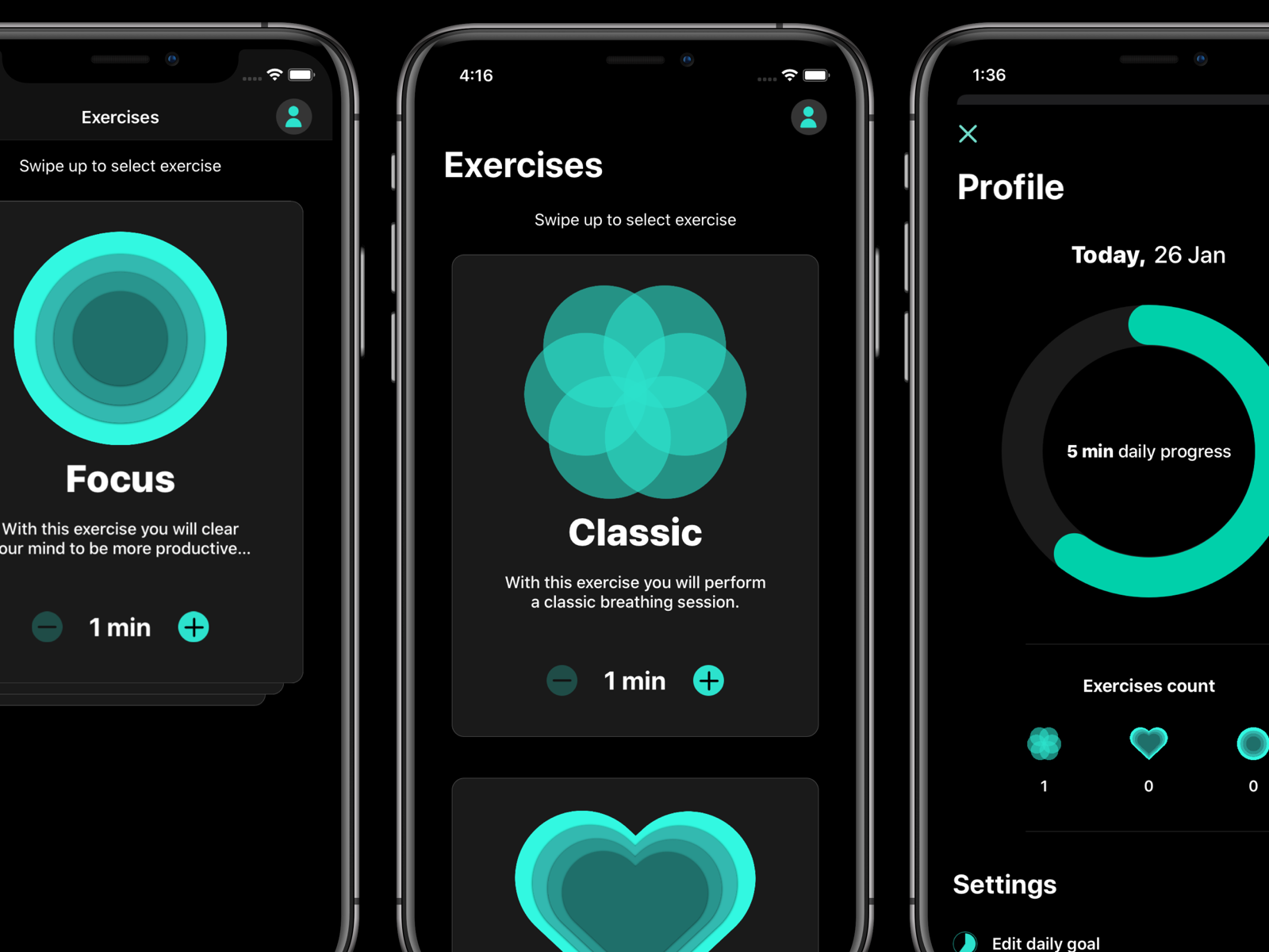 Becalm - Breathing app (UI Design) by Filippo Zanfini on Dribbble