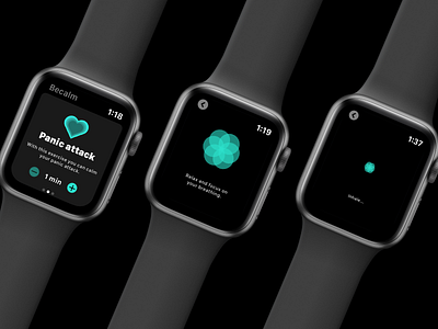 Becalm - Breathing app (UI design - watchOS) app app design app designer app ui app ui design apple watch application breathing breathing app breathing app ui flat flatdesign health health app iphone ui uidesign