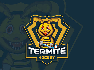 Termite Hockey Mascoat logo branding branding designer design gradient hockey hockey logo illustration logo logoart logoconcept mascoat logo termite termite logo vector