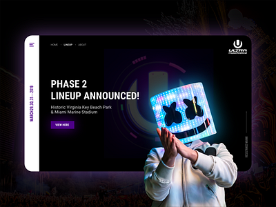 Music Festival Web UI dark design festival glow marshmello music shot ui uidesign umf web