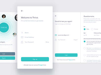 Onboarding app application design interface ios mobile thrive ui