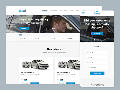 Onecar Homepage design interface responsive ui user web
