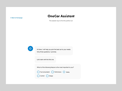 Onecar Chatbot chat design interface ui user web