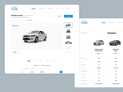 Onecar Vehicle Detail design interface ui user web