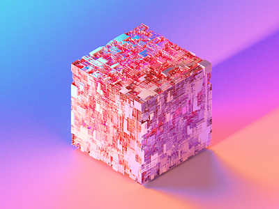 Techbox. 3/3 3d aberration box colorful displace gradient pop tech
