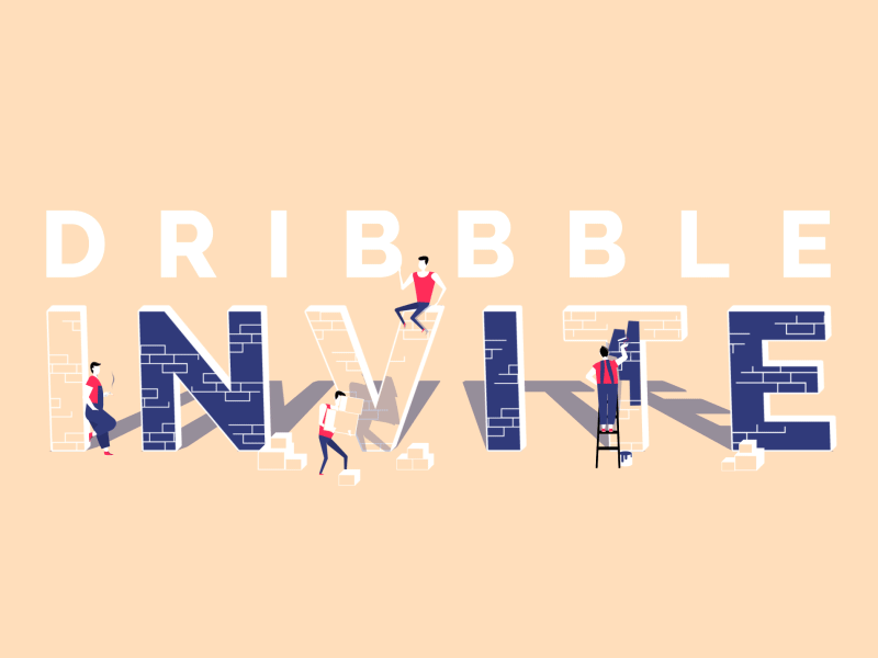 Dribbble Invite ! 2d animation dribbble invite worker