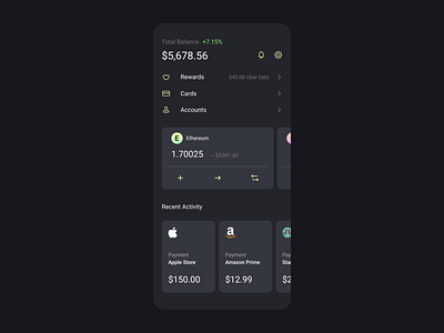 Wallet Inspo dark dark mode inspo mobile product ui ux web