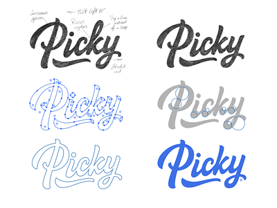 Picky brand branding hand lettering identity lettering logo logo app logomark mobile app type typography wordmark