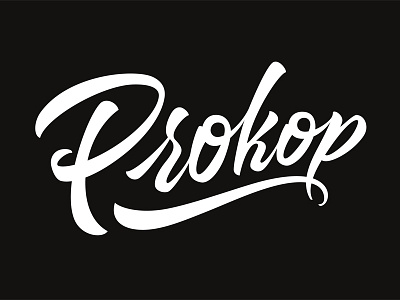 Prokop black calligraphy lettering logo