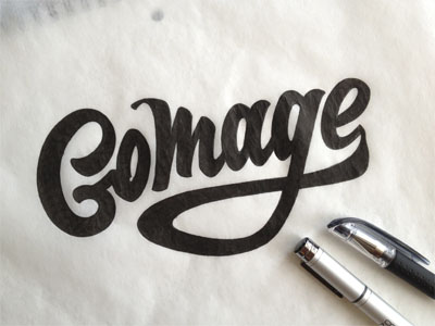 GoMage Sketch brand gomage hand lettering logo pencil sketch typography