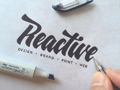 Reactiv brand calligraphy design hand writing lettering logo logotypee reactive tutov леттеринг логотип