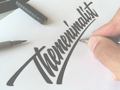 Tnemenimalist brand calligraphy hand writing lettering logo logotype