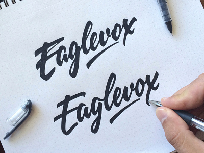 Eaglevox brand calligraphy hand writing lettering logo logotype