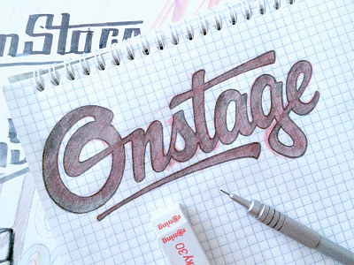 Onstage brand calligraphy hand writing lettering logo logotype sketch tutov леттеринг логотип