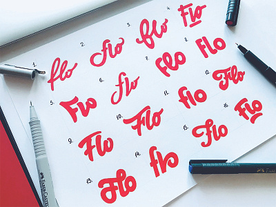 Flo brand calligraphy hand writing identity lettering logo logotype process sketch type typography логотип
