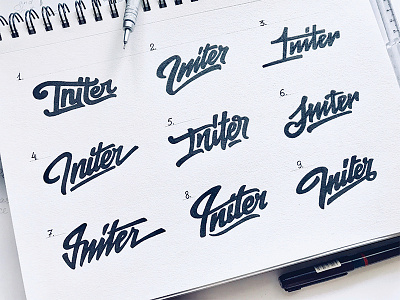 Initer Guitars brand calligraphy hand-written lettering logo logotype ogo process sketch type typography