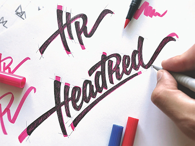 HeadRed (rough sketch) brand branding calligraphy hand-written lettering logo logotype mark process type typography логотип