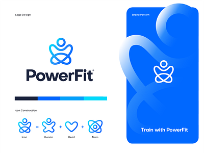 PowerFit - Branding brand identity branding color fitness app gradient icon identity logo mark vector