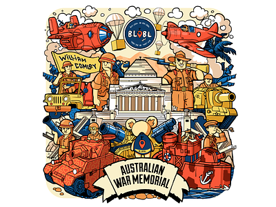 Australian War Memorial doodle illustration for Blobl australian character design doodle doodleart doodles illustration illustrations logo memorial procreate war