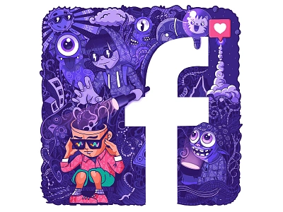 facebook doodle logotype art cartoon character doodle doodleart doodles drawing facebook illustration illustrations like logodesign logodesigns logos logotype monster procreate procreate art socialmedia