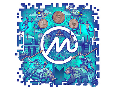 Coinmarketcap illustration doodle affinity designer bitcoin crypto crypto currency crypto wallet doodle doodles ethereum illustration illustrations litecoin logodesign logos money monster robot