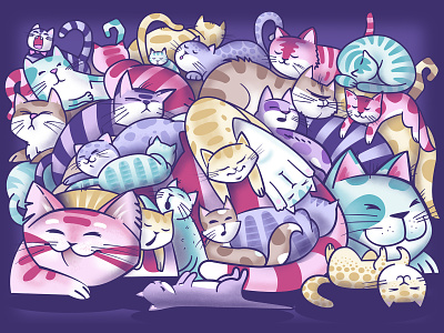 Cats illustration for puzzle