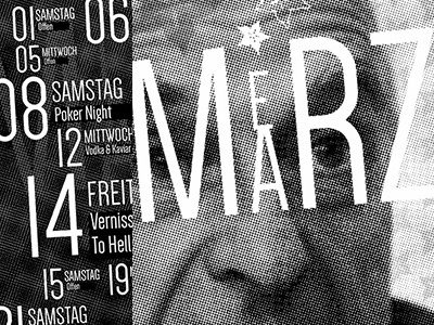 Maerz bar black and white flyer halftone print programme pun
