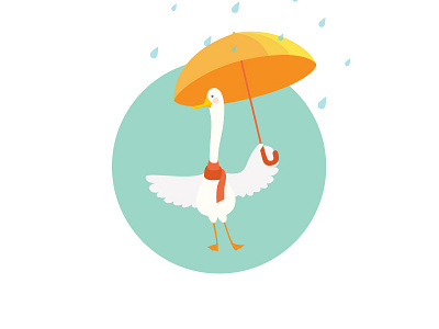 Goose under an umbrella circle goose rain umbrella