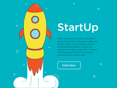 startup banner blue button rocket startup