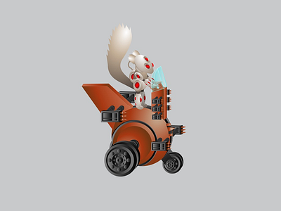 Alien Cyborg Squirrel On A Robot Tricycle android art concept design driving game gamedev illustration indiedev mecha scifi vehicle